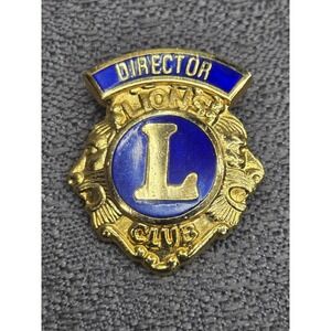 Vintage Lions Club Director Lapel Pin Blue Gold Tone Enamel Officer Badge
